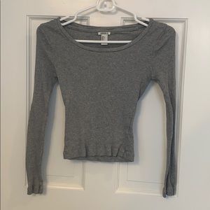 Grey Long Sleeve Crop Top
